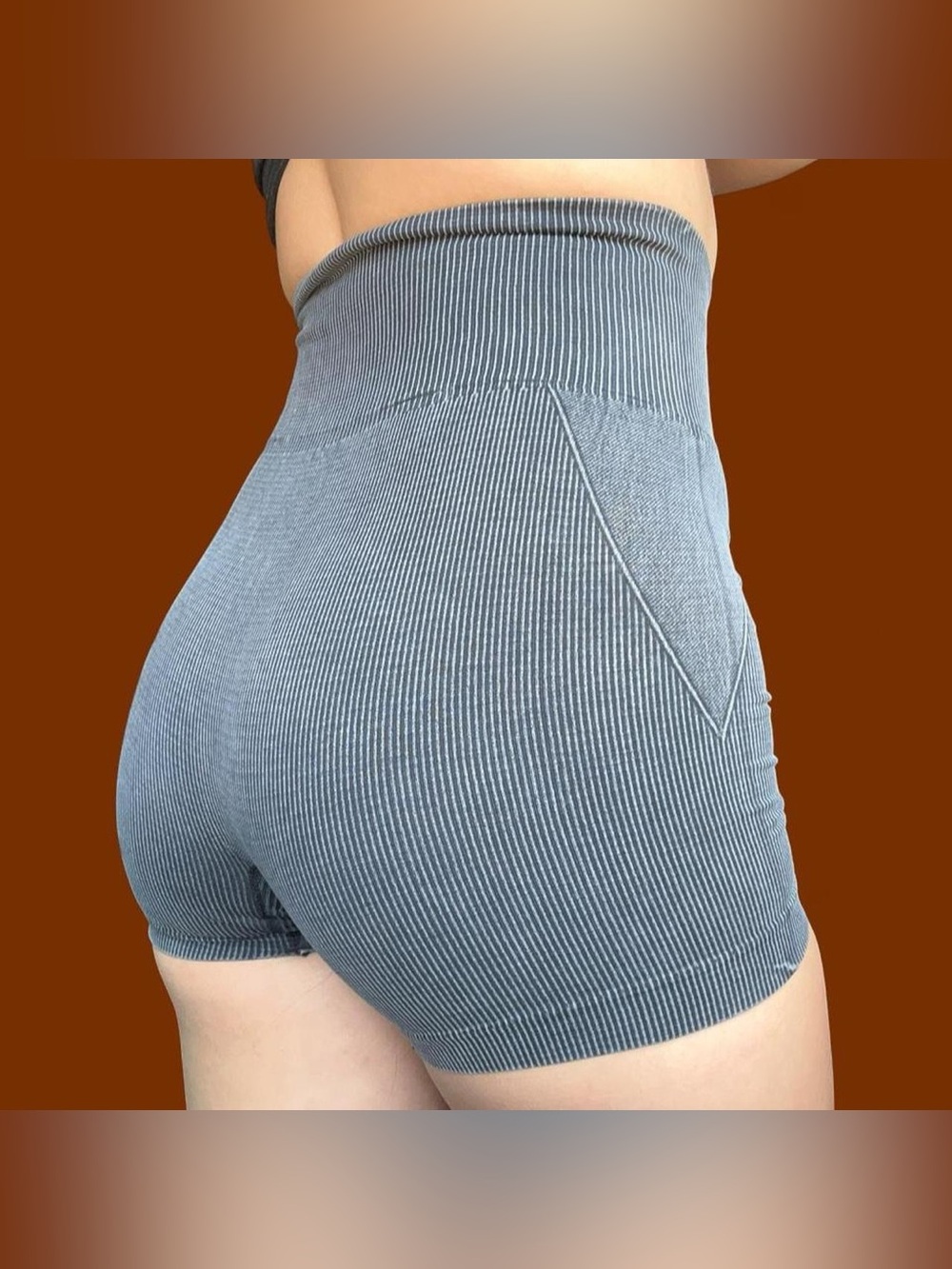 High-Waist Ribbed Women’s Shorts - Slate Gray